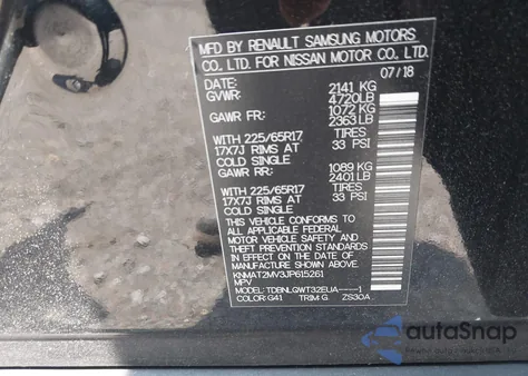 2018 Nissan Rogue Sv z USA, uszkodzony, nr VIN KNMAT2MV3JP615261